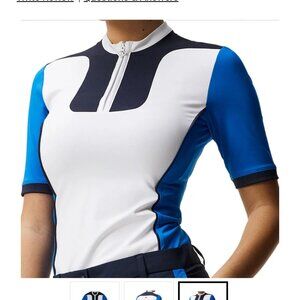 NWT J Lindeberg Golf Womens BEA TOP SZ X-Small Lapis Blue 1/4 Zip Stretch Tennis